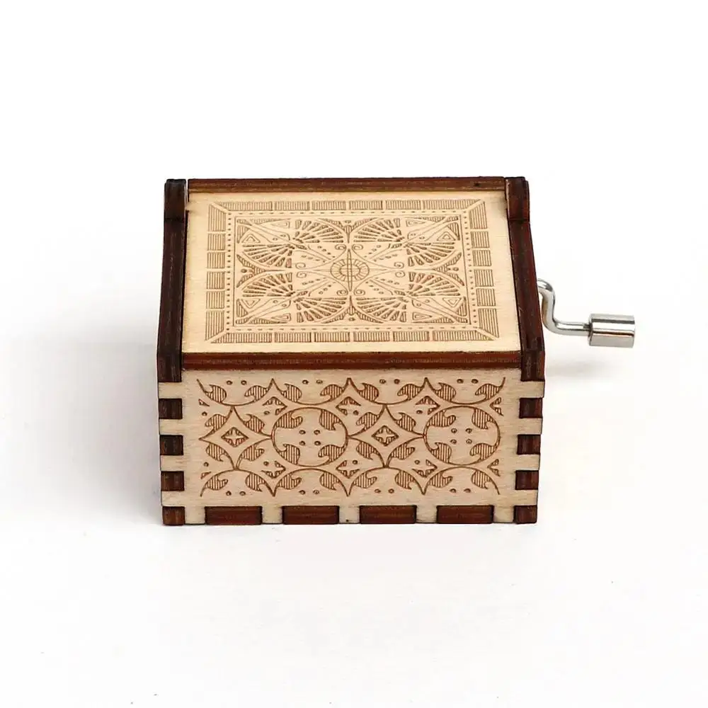 Antique Carved Wooden DIY Birthday Gift Hand-Cranked Music Box Wedding Gifts Christmas Gifts Customze