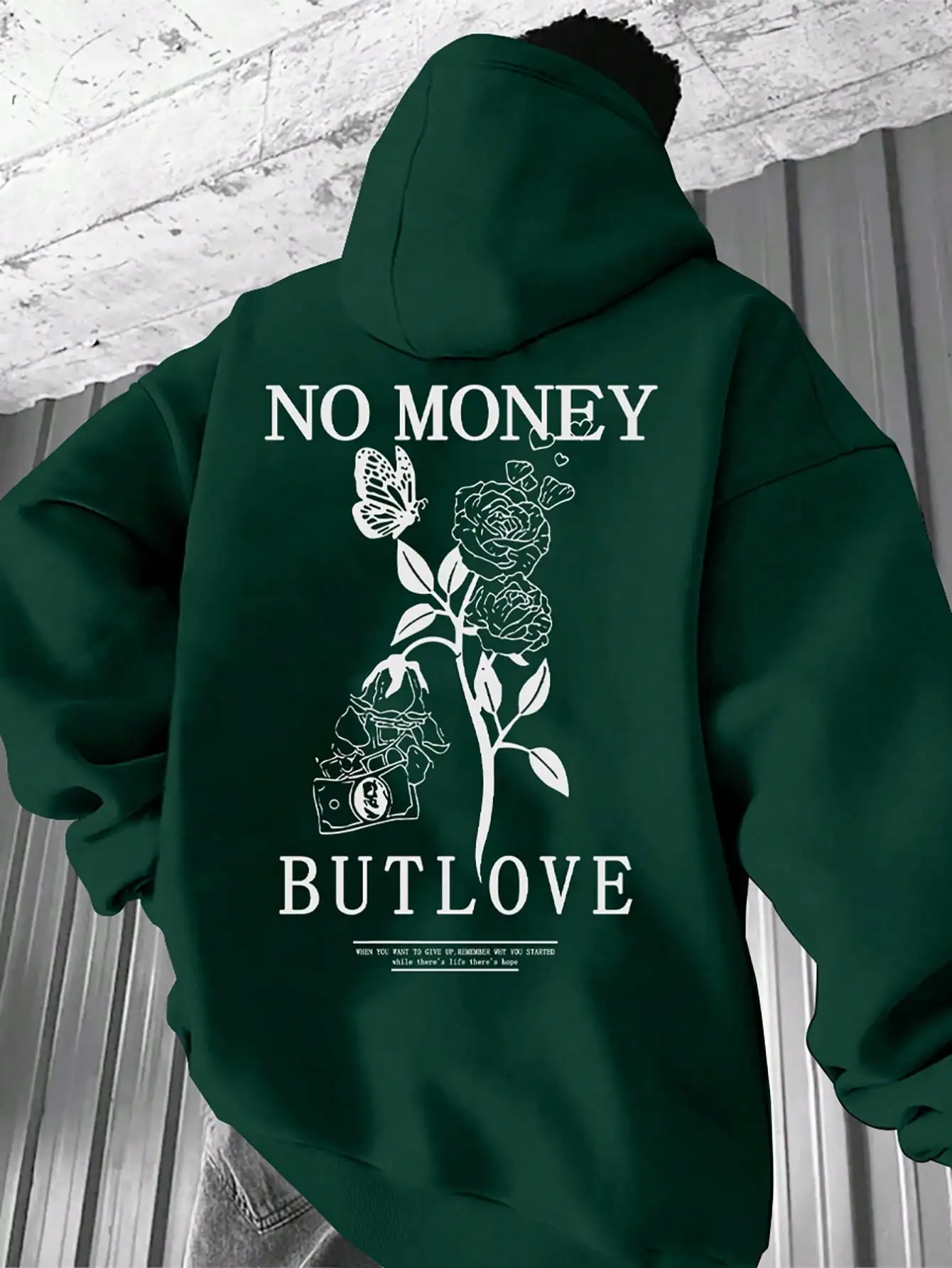 2024 New loose men's floral letter print hooded fleece sweatshirt spring and autumn comfortable and versatile pullover S-3XL 5