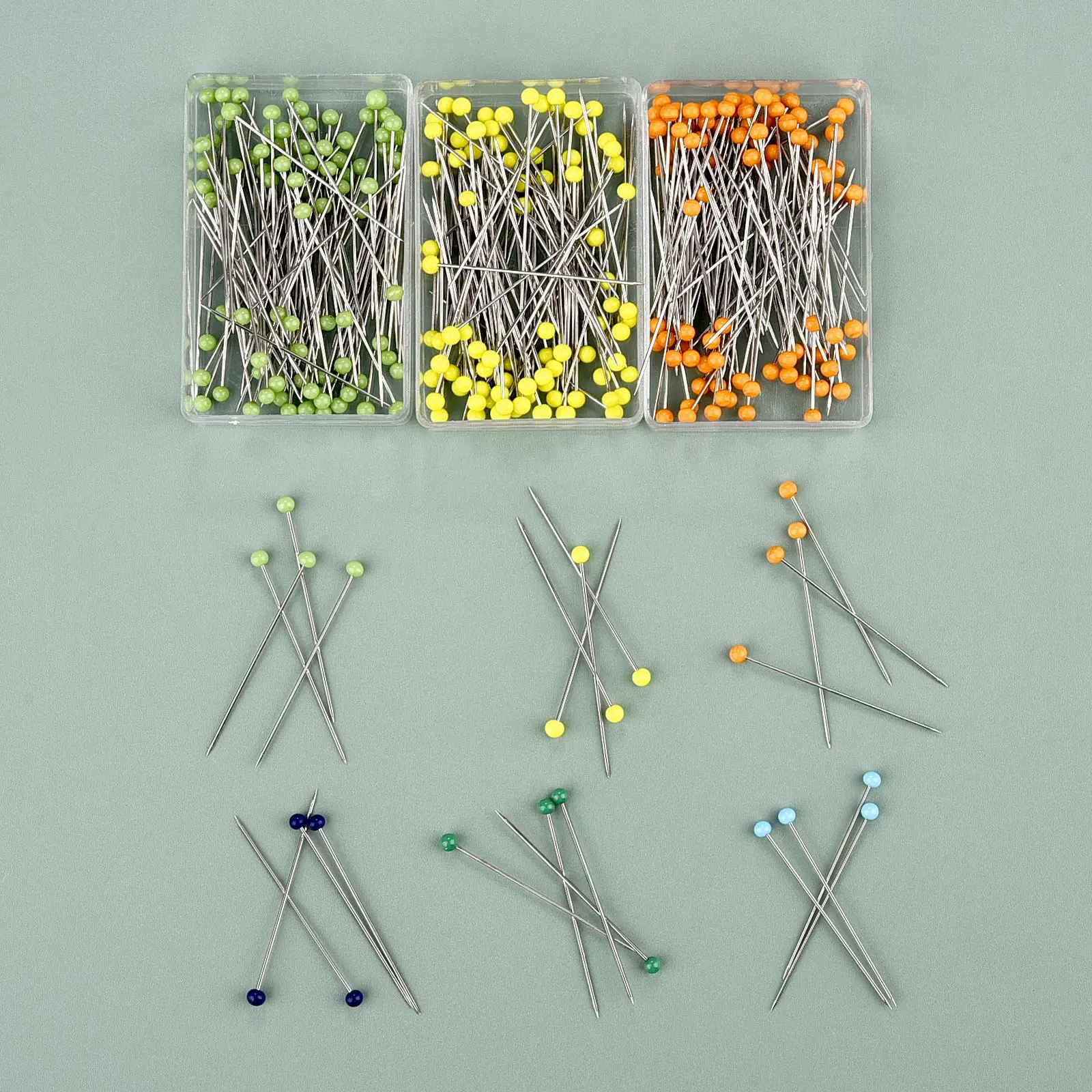 100Pcs Fashion Sewing Needles Colored Glass/Ceramics Head Bead Pin Stitch Knitting Needles Sewing Fixed DIY Safety Pin 38mm sewing needles