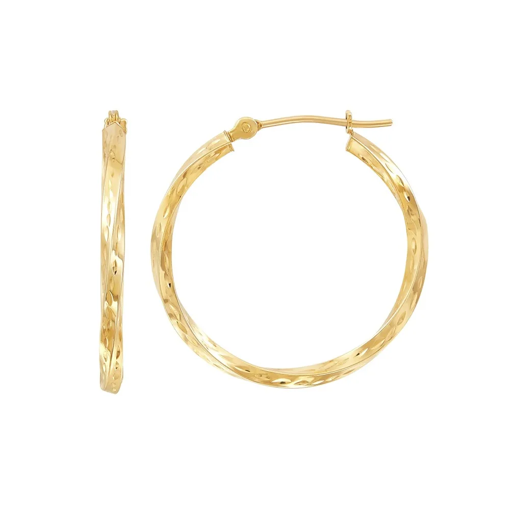 

10K Yellow Gold Diamond-Cut Twist Earrings