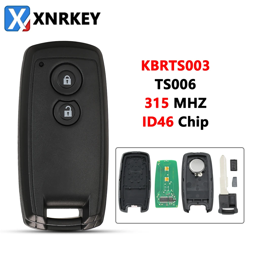 XNRKEY 2 Button Keyless Entry Smart Card Remote Car Key ID46 Chip 315Mhz for Suzuki Swift SX4 Grand Vitara FCC: KBRTS003 TS006