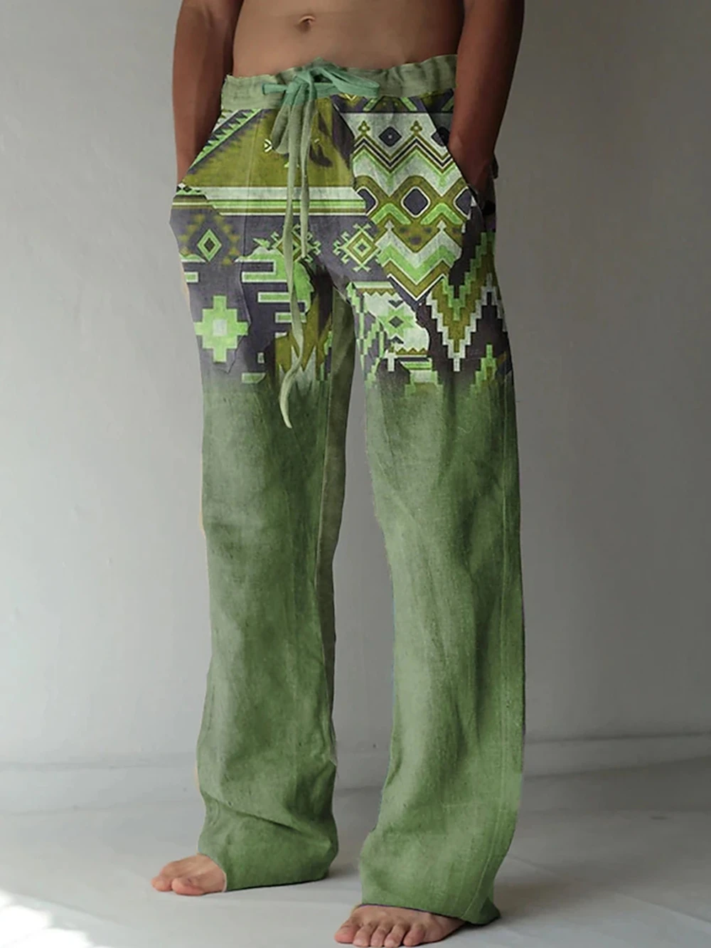 Mens Trousers Casual Summer Beach pants Daily Holiday Brown Trousers Drawstring Elastic Waist 3D Geometric Pattern Trousers 6XL 3