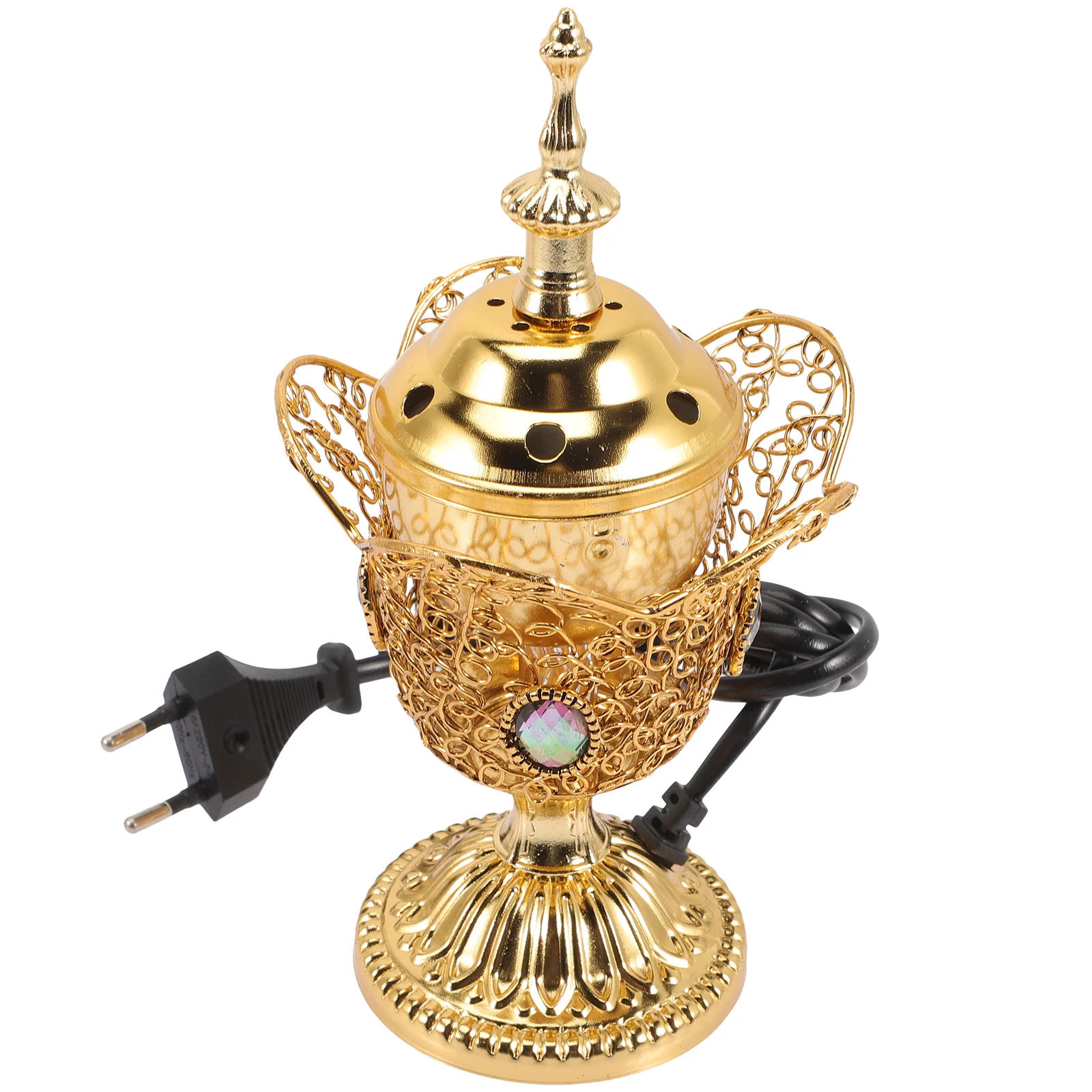 

Electric Middle East Church Censer Metal Incense Burner Vintage Incense Burner Vintage Sandalwood Incense Burner(EU Plug)