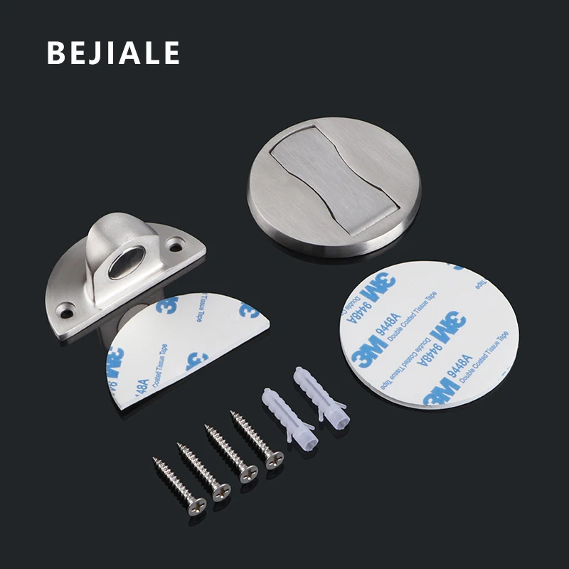 Stainless Steel Invisible Floor Suction No Punching With Glue Anti-collision Door Stop Strong Magnetic Door Suction