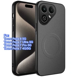 Luxury Carbon Fiber Texture Magnetic Ultra - Thin Shockproof Case for Tecno Pova 7 5G (GRAY)