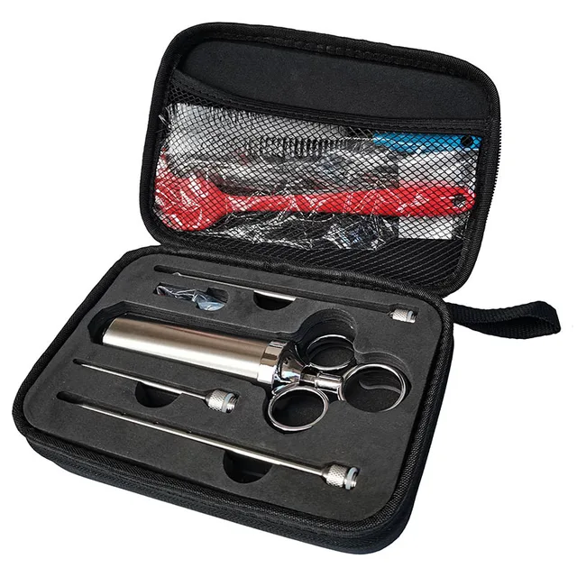 Rozsdamentes Acél Hús Pác Befecskendező Készlet Élelmiszer -Minőségű Grill Pulyka Bbq Fűszeres Mártás Ízű Tű Főzési Fecskendő Tartozék