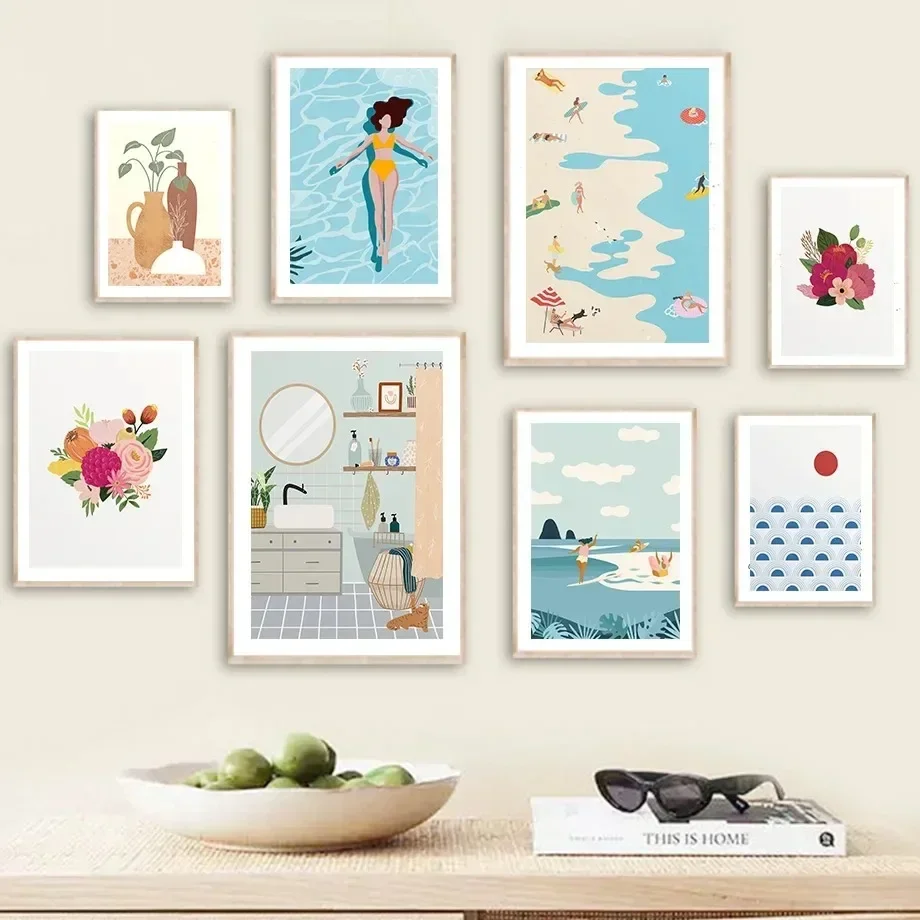 WallArtCanvasPaintingBeachSeaWavesSwimmingPoolFlowerMinimalistPostersandPrintsWallPicturesforLivingRoomDecor-AliExpress15