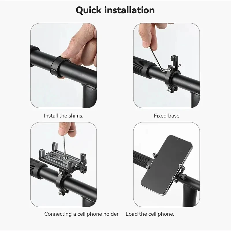 Bicycle Phone Holder, Reliable MTB Phone Mount Stand, Aluminum Adjustable, Bicycle Holder Nonslip