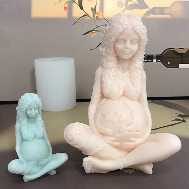 3D silicone mold Pregnant Bear for soap, candles, gypsum, c