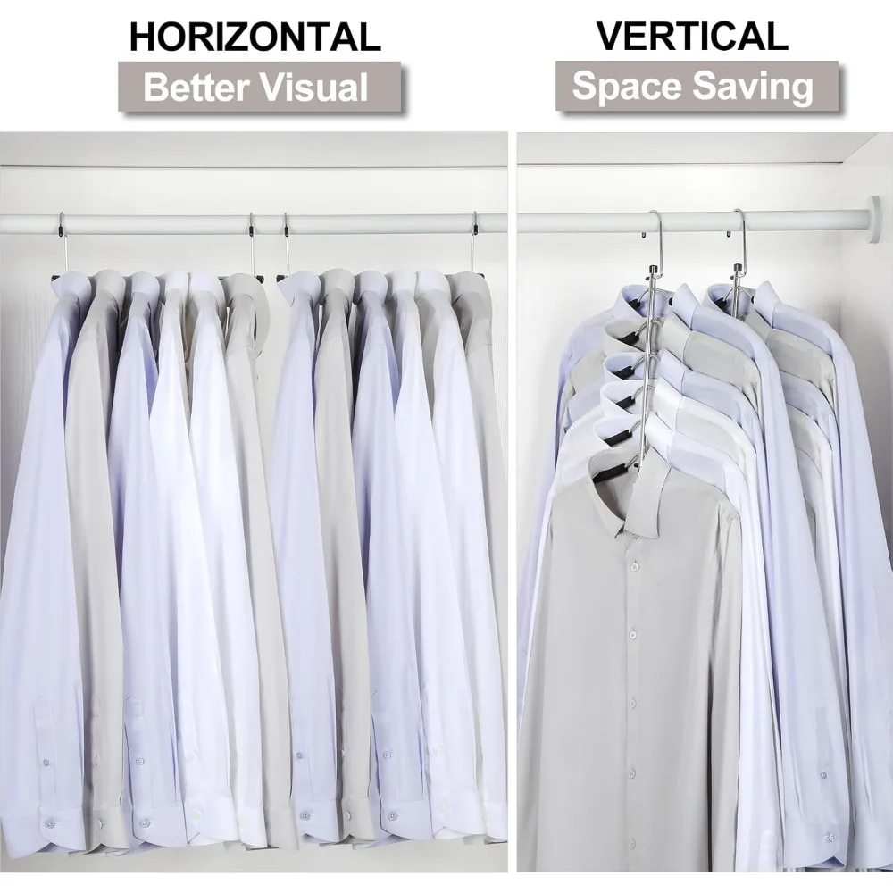 Clothes Hanger Space Saving, 6 Tier Shirt Coat Hangers Space Saving No Bump Shoulder Hangers with No Slip Foam Padded Hangers C