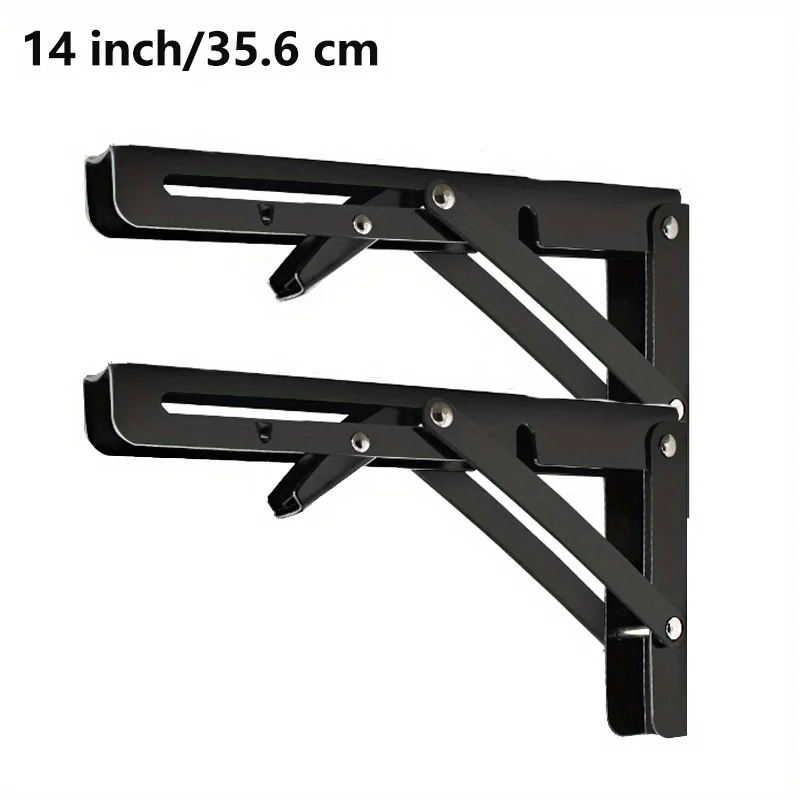 Set of 2 Heavy-Duty Steel Folding Shelf Brackets - Wall-Mounted Design for Workbenches and Tables