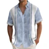 Summer Striped Printed Shirts For Men Casual Short Sleeve Button Down Loose Hawaiian Shirt Oversized Men Clothing Lapel Shirt 2