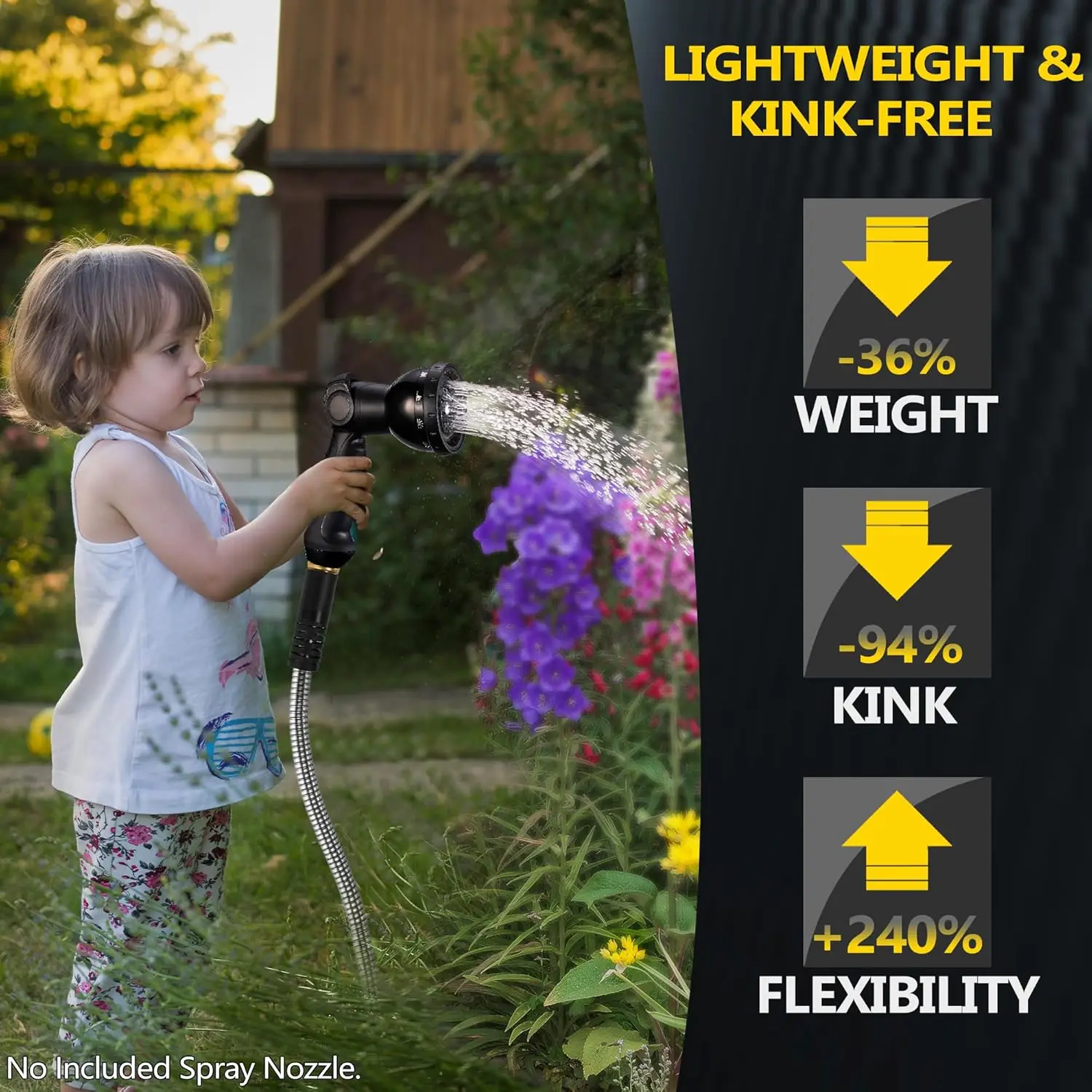 Stainless Steel Garden Hose Flexible Hose High Pressure Watering Pipe For Car Wash Irrigation Accessories Gardens Supplies