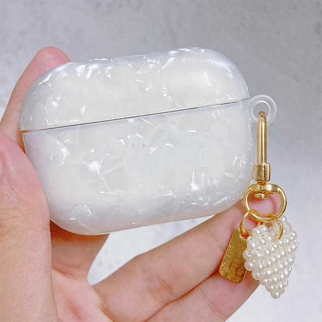 Luxury Girls Pearl Shell Case for Apple Airpods 1 2 3 Case for AirPods Pro Case with Keychain Earphone Accessories Headphone Box whiteFor AirPods Pro