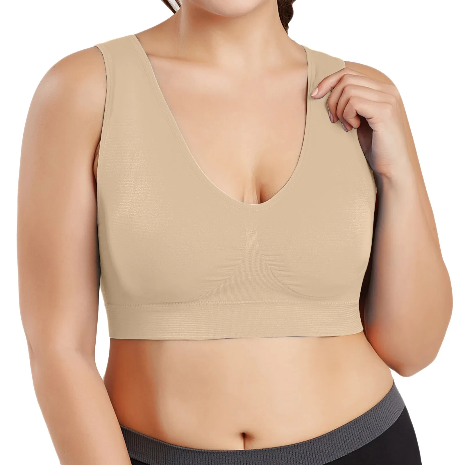 

Plus 6XL No Trace Top Women's Underwear No Steel Ring Bras Comfortable Upper Support Sling Adjustable Beauty Back Bra Thin