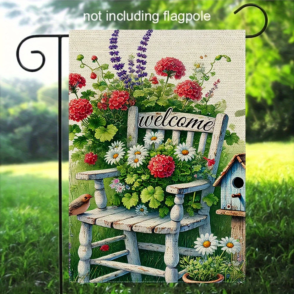 BlissYard Gartenflagge 'Hello Spring' – Doppelseitig, 30,5x45,7 Cm, Lavendel-Design