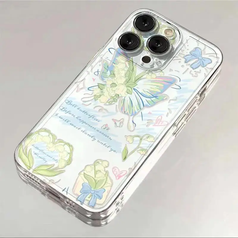 Clear Retro Butterfly TPU Phone Case Cover