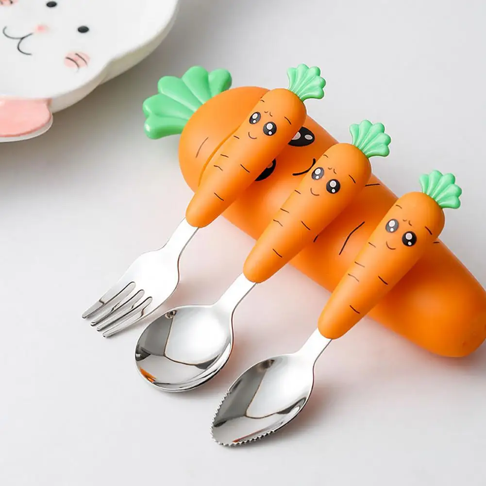 1 Pc Stainless Steel Children Cutlery Parrot Shape Cartoon Fork Head Passivation Safe Spoon Cute Fork For Kids Children Utensil
