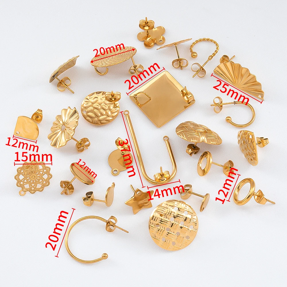 10 teile/satz Muiti-Styles Edelstahl Blank Post Ohrring Ohr stecker Basis stifte mit Ohrring Plug Ohr zurück Schmuck machen DIY Lieferungen – Detail 3
