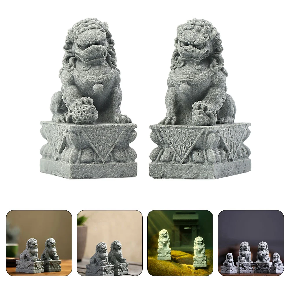 

Pair Fu Foo Dogs Guardian Lion Statues Asian Stone Beijing Lions Feng Shui Decor Home Ward Off Evil Energy