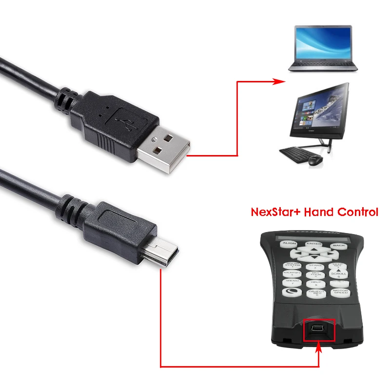 Celestron Nexstar Mini USB Type B Hand Control Cable USB 2.0 Type A Male to Mini USB Type B