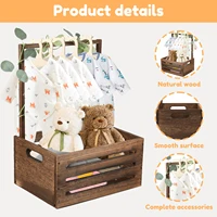 Wood Baby Shower Storage Basket Baby Toys Storage Crate with Handle Decorat Multipurpose Gift Basket for Boys Girls New Parents 2