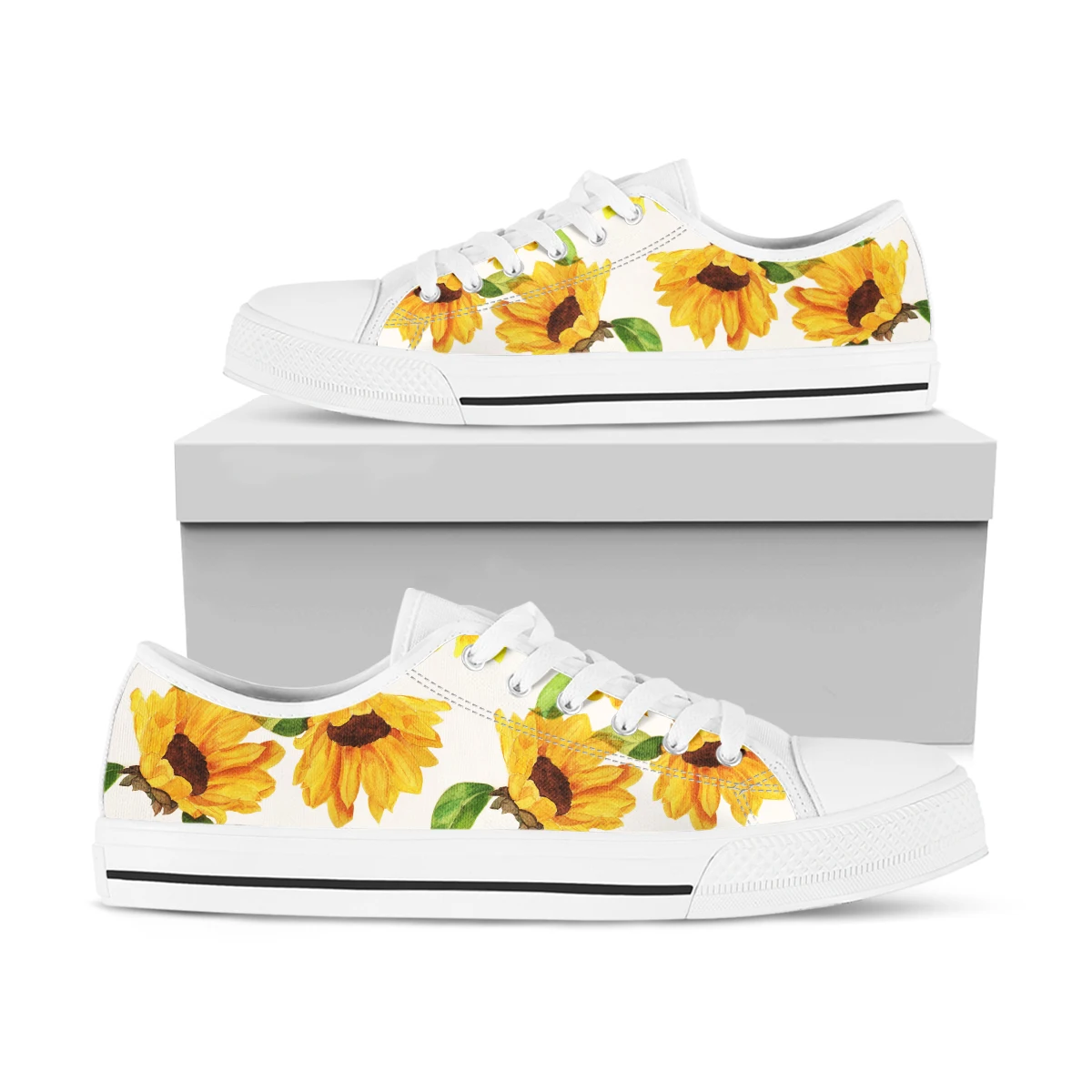 

BKQU Classicl Yellow Sunflower Shoes Woman Casual Lace-up Sneakers Women Spring Autumn Beautiful Sport Fashion Vulcanized Shoes