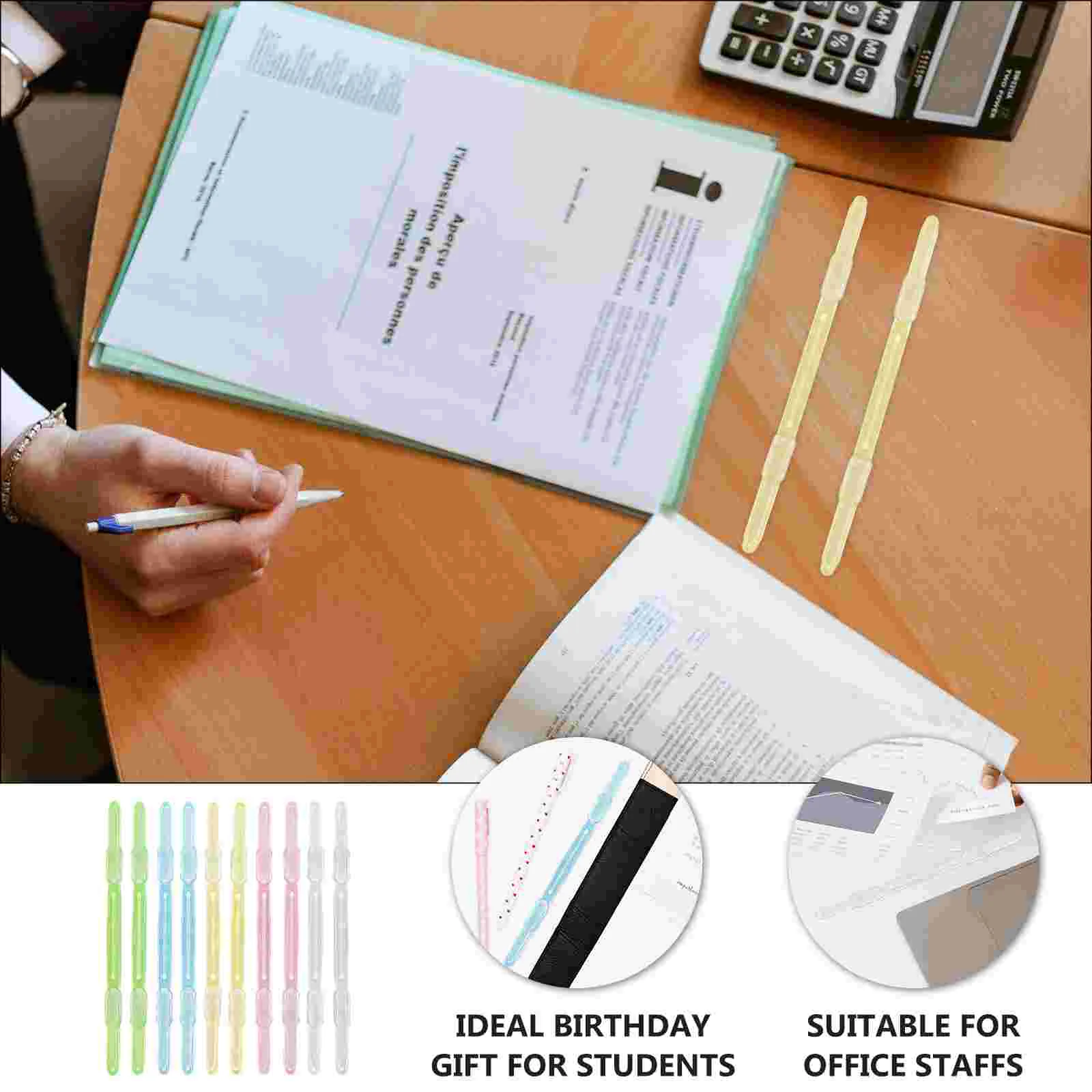 20 Pcs Plastic Binder Clips Bookbinding Office Supplies Stationery Fasteners Loose Leaf Paper Clip File Combs Spines