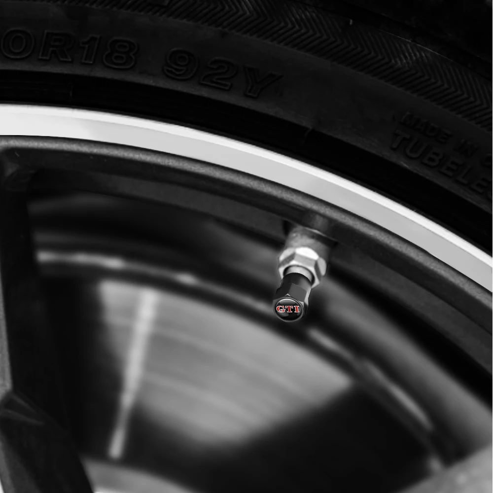 4개입 자동차 금속 휠 타이어 에어 밸브 먼지 캡 액세서리 폭스바겐 VW 골프 4 5 6 7 보라 MK7 비틀 투란 티구안 GTI R 라인용