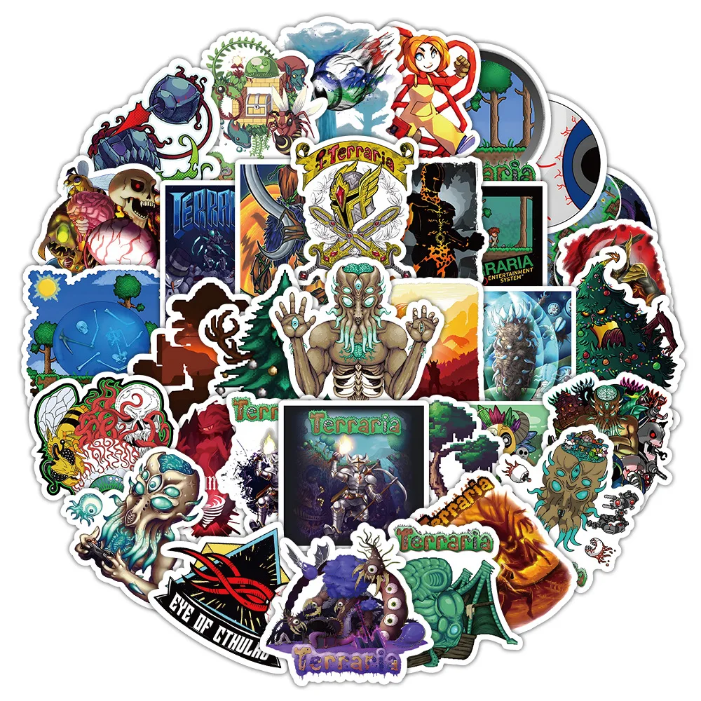 10/30/50PCS 재미 있은 Terraria 게임 스티커 Caroon 낙서 데칼 DIY 노트북 전화 기타 자동차 자전거 스케이트  보드 수하물 스티커 장난감 - AliExpress