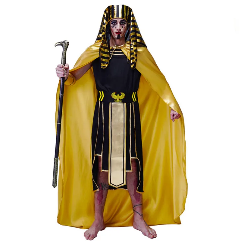 

Man Halloween Pharaoh Of Egypt Costumes Adult Egyptian Traditional King Cosplay Carnival Purim Parade Role Play Show Party Dress