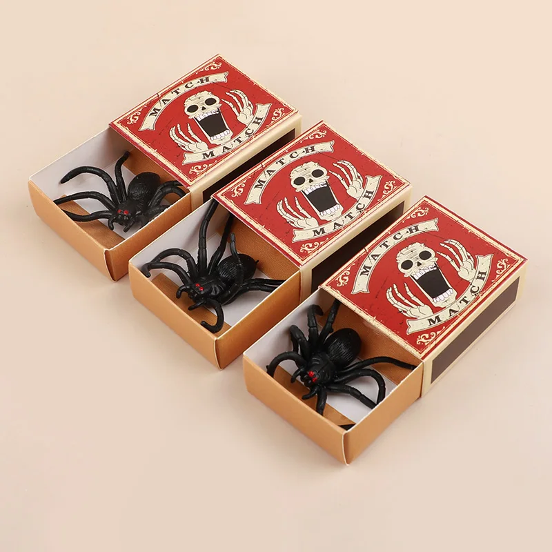 2/5/10 Box Scared Matchbox with Spider Halloween April Fools' Day Props Creative Prank Toys Halloween Party Kids Gift Decoration