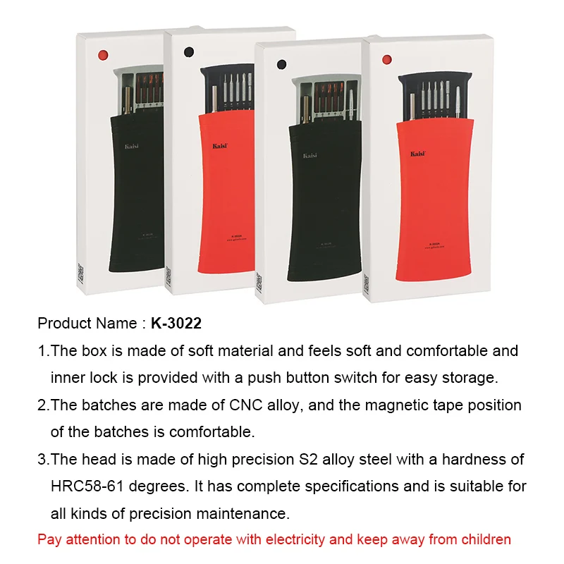 Kaisi 정밀 마그네틱 스크루드라이버 비트 세트, 직선 뾰족한 핀셋, 아이폰 노트북 컴퓨터 휴대폰 수리 도구, 22 in 1