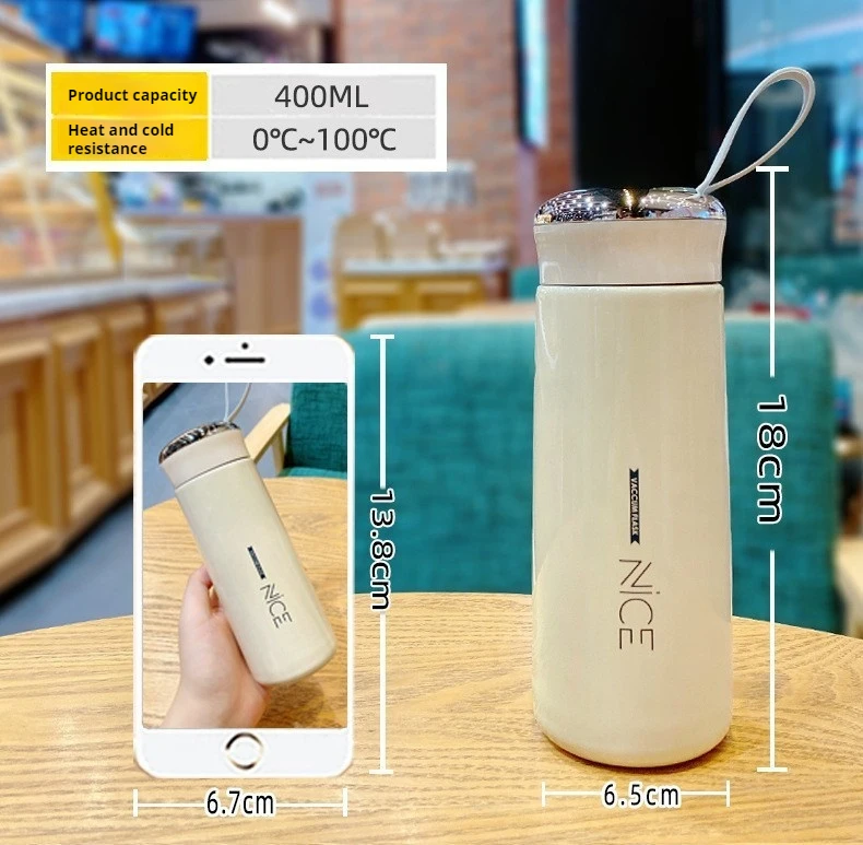 Description Picture 2 of itemJapanese Style Fashion Glass Bottle 400ml Water Bottle With Tea Infuser Insulation Sleeve High Temperature Drinking Bottles Milk