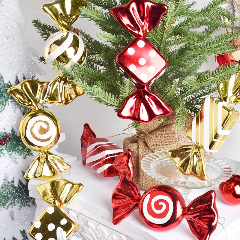 

Christmas Decoration Candy Pendant Diy Layout 18cm Golden Red And White Colored Candy