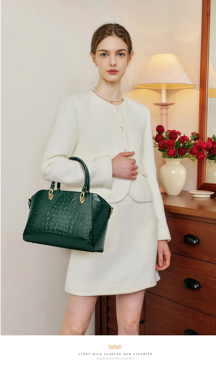 Luxury Crocodile Pattern Faux Leather Women’s Handbag