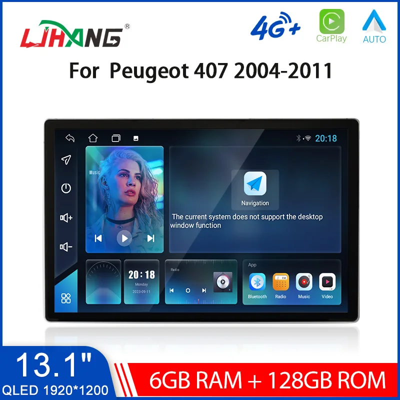 

LJHANG Android 13 Car Multimedia Player For Peugeot 407 2004 - 2011 13.1 Inch Car Radio GPS Navigation Stereo Audio