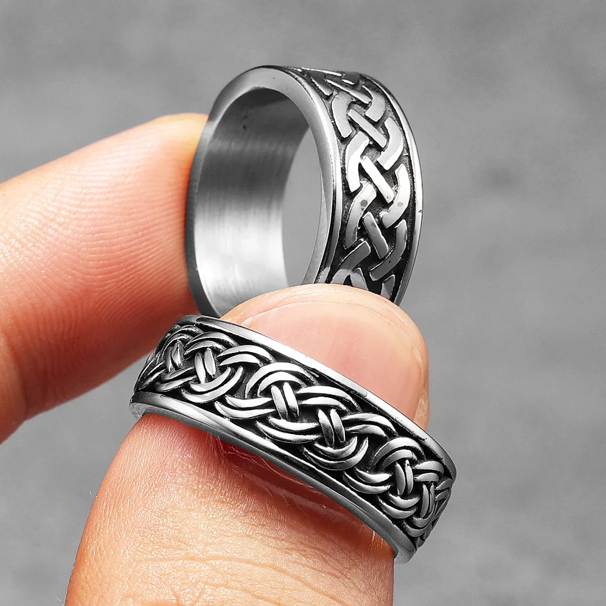 Viking Celtic Knot Men Rings Stainless Steel Simple Aesthetic Retro Punk Rock Women Jewelry Fashion Accessories Gift Wholesale 4