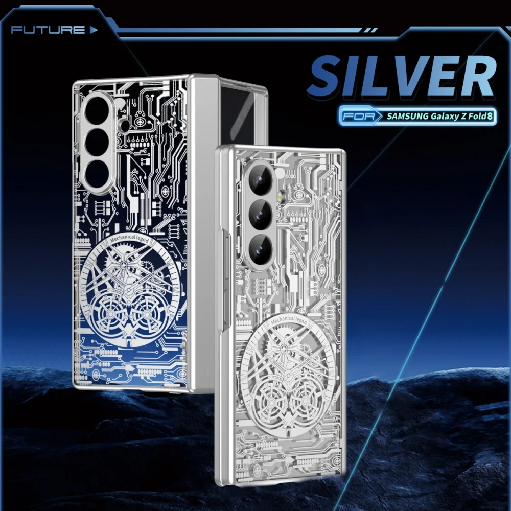 Luxury Mechanical Style Plating Case with All-Around Hinge Protection