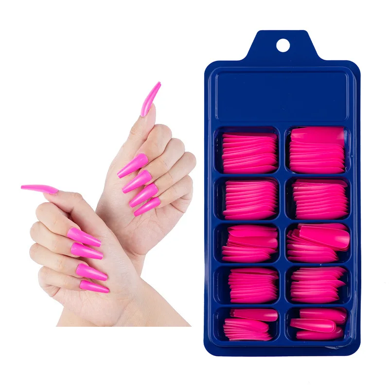 

100PCS Wearable Nails Full Fake Nails Solid Color Manicure Patch Nail Pieces White Transparent Color Coffin Nail Press on Nails