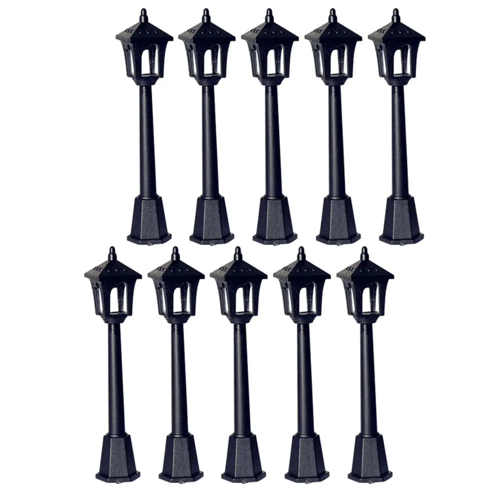 10 Pieces Miniature Village Pathway Lantern Post Miniature Model for Accessories