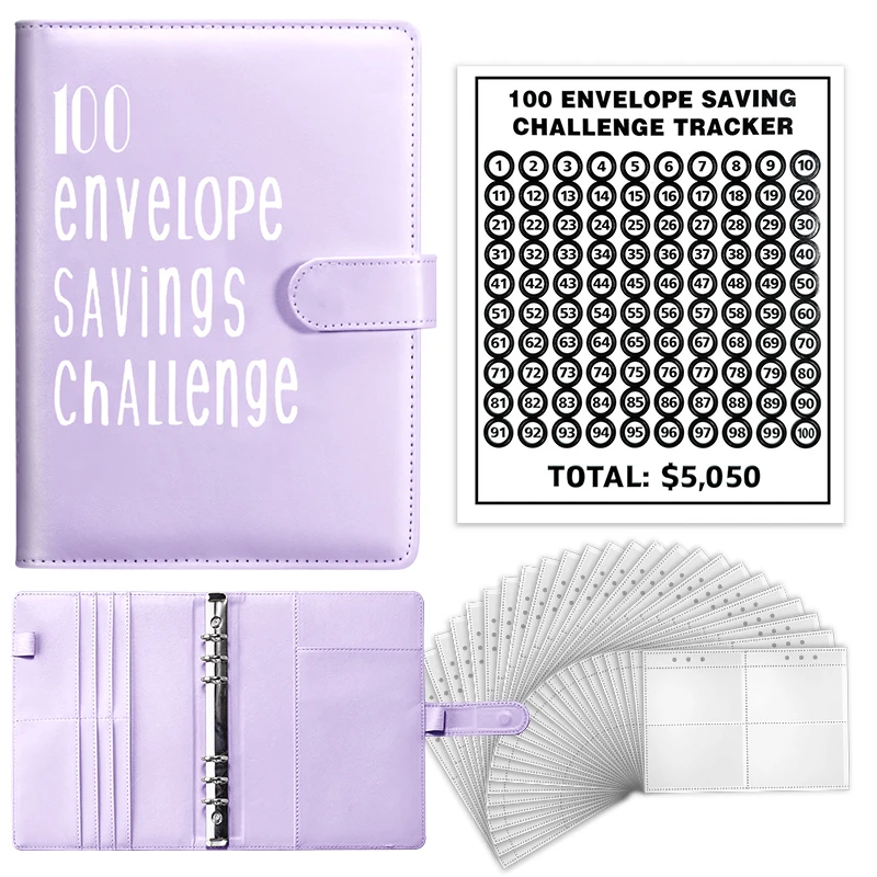 

100 Envelopes A5 Money Saving Challenge Binder Easy and Fun Way To Save $5,050 Savings Binder 52 Week