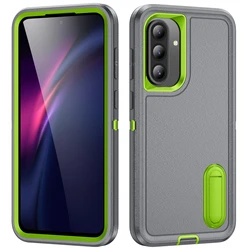 Ultimate 3 - in - 1 Heavy Armor Phone Case with Hard Plastic Frame and TPU Silicone Back Cover - A17 4G or A17 5G (Gray - Green)