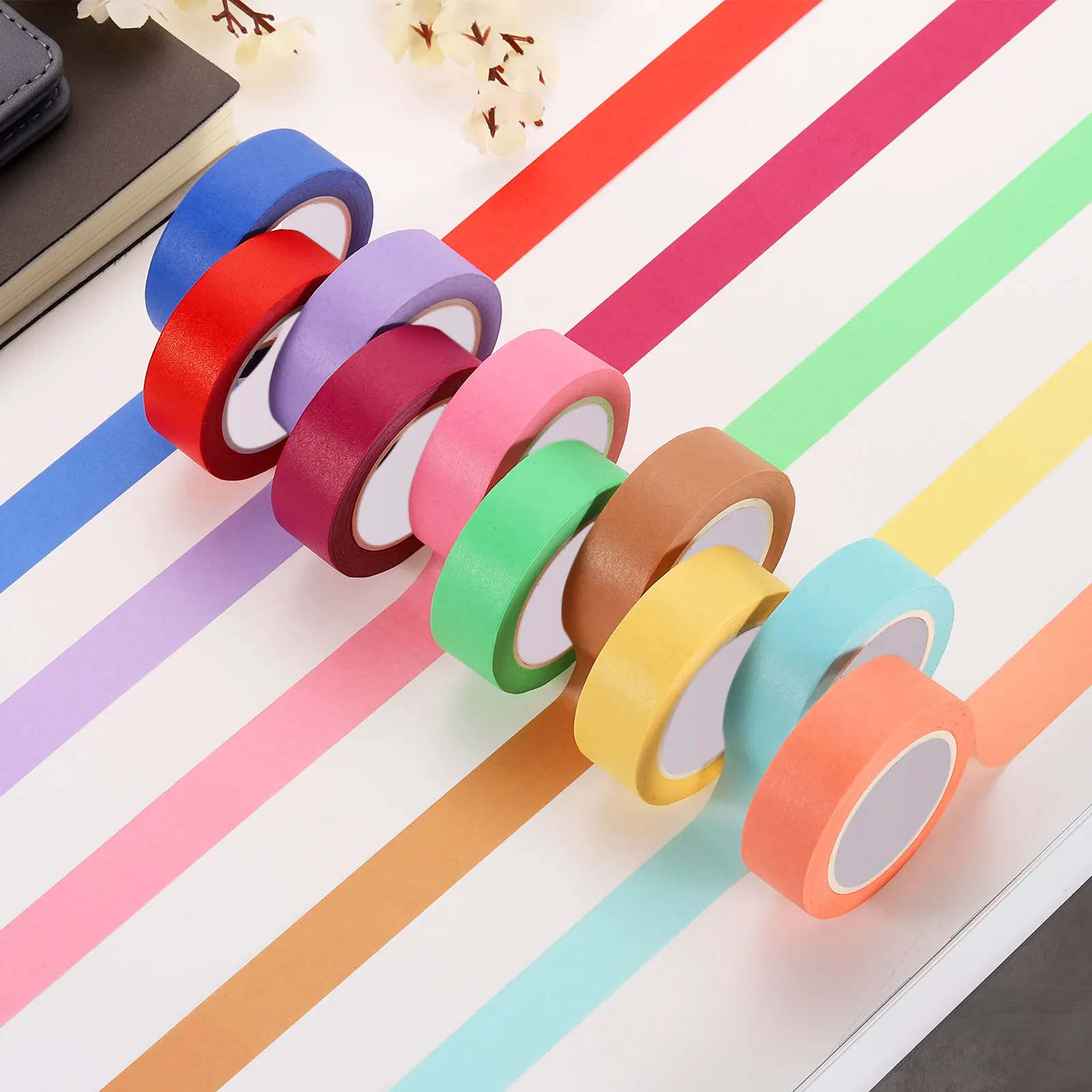 Vibrant Washi Tape Set - Decorative Masking Tape for Arts, Crafts, and Scrapbooking