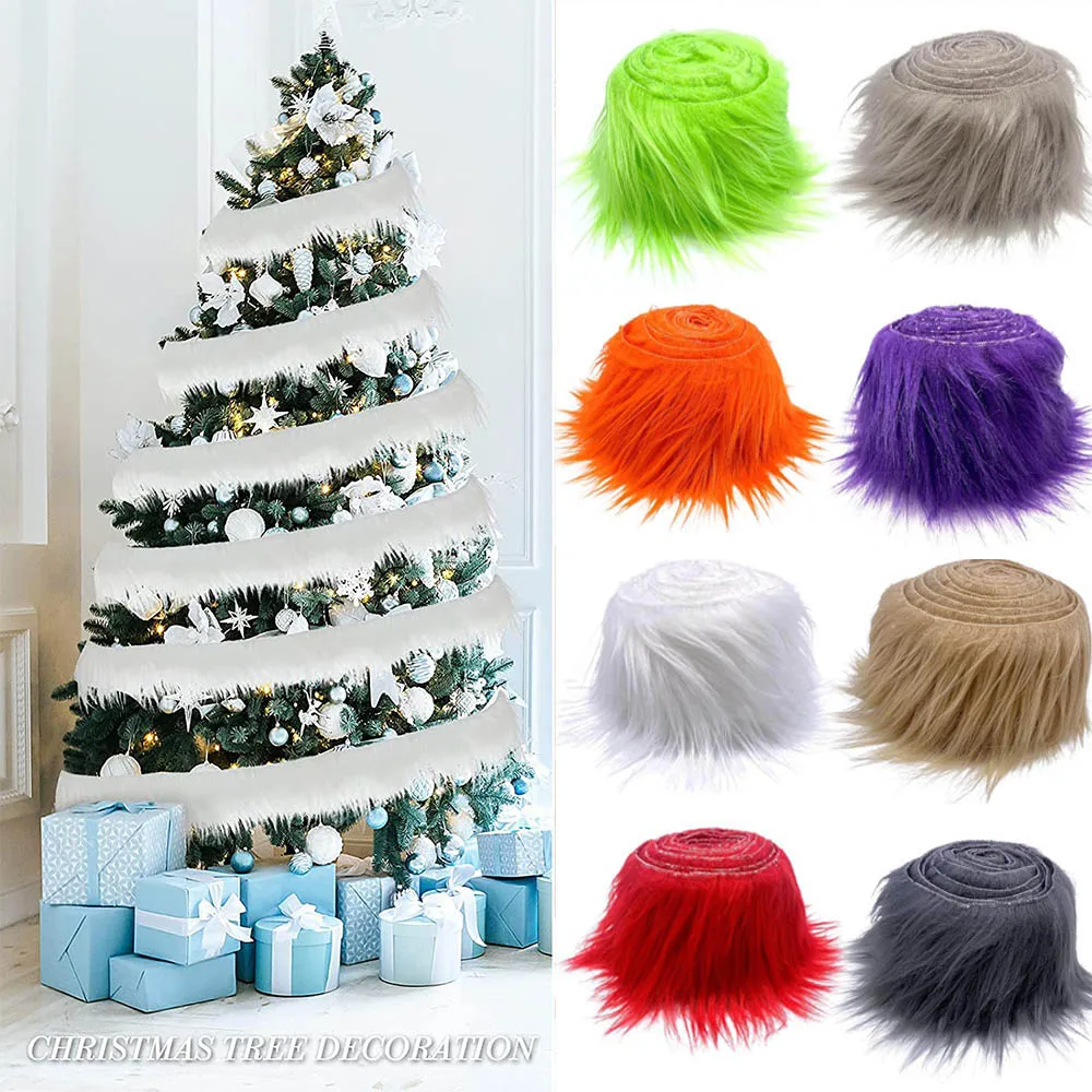 1.5M Faux Fur Ribbon Tape DIY Apparel Sewing Fluffy Trim Trimming Fabric Sewing Plush Fur Stripe Home Christmas Decoration fur fabric