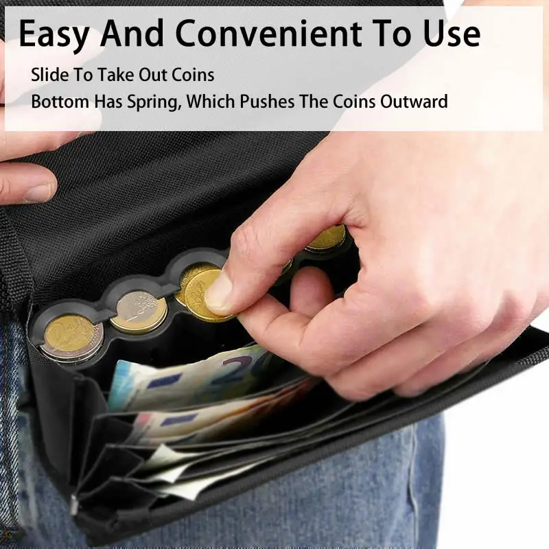 Multi Pocket Waist Bag Euro Coin Holder Portable Coin Storage Money Box Wallet Purse For Waiter Driver Cash Money Phone Safe