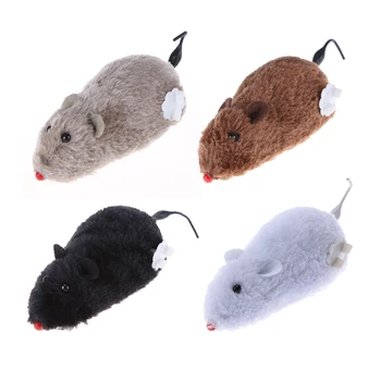 Kitten Clockwork Spring Mouse Plush TPR Cat Mechanical Motion Running Rat Toys Pet Supplies Interactive Playing Doll 4