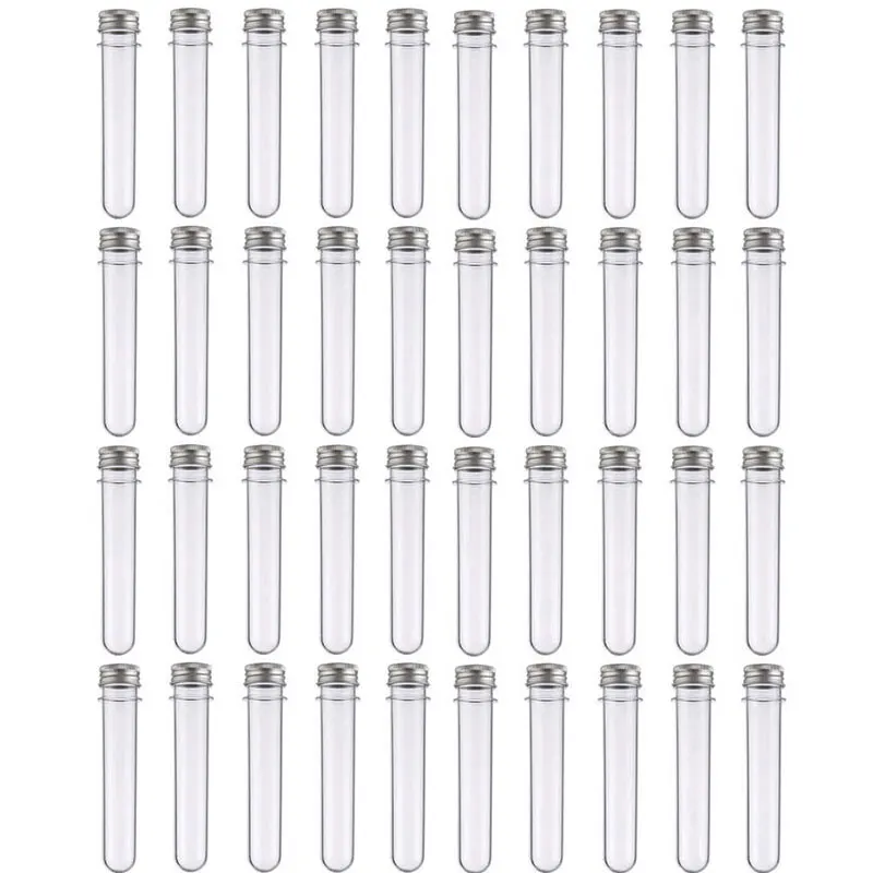 

40Pcs Clear Plastic Test Tubes with Caps Clear Tubes for Scientific Experiments, Party, Decorate The House, Candy Storage