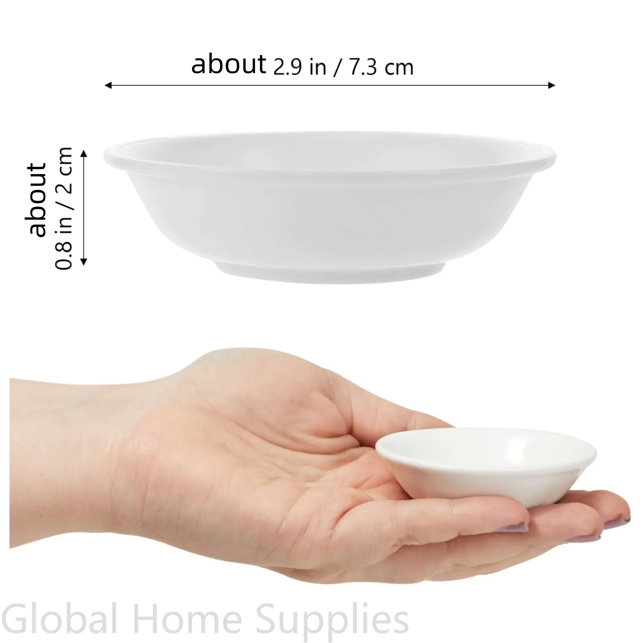 2 Ciotoline In Ceramica Per Salse - Mini Ciotole Dessert Con Motivo Floreale, Bianco - Foto 10