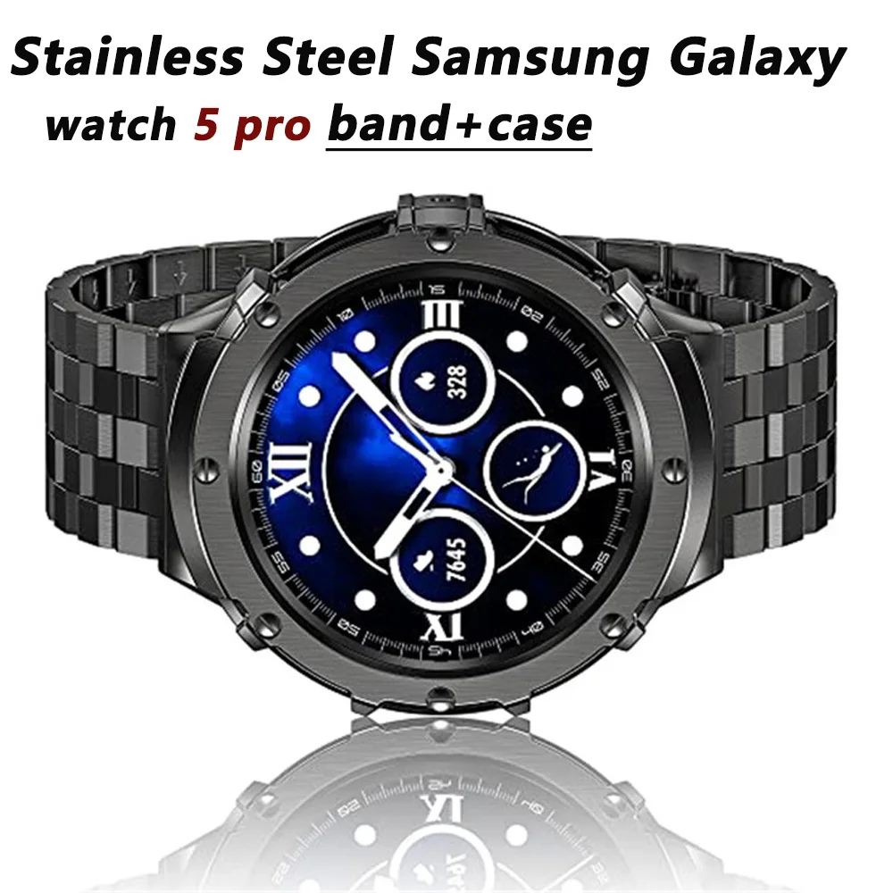

Stainless Steel case+Strap For Samsung Galaxy Watch 5 Pro 45mm (not watch) metal Bumper Cover Bracelet galaxy watch5 pro 45 Band